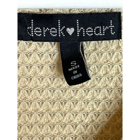 Derek Heart Top Womens Small Cardigan Button Down Waffle Knit Tan Brown Casual - Picture 6 of 15